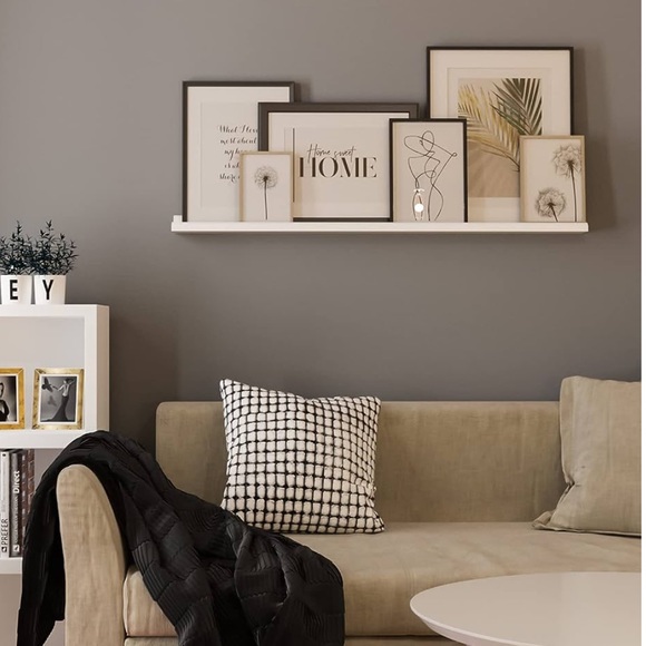 Wallniture Boston 46 Inch White Wall Shelf for Picture Frames - Picture 4 of 9